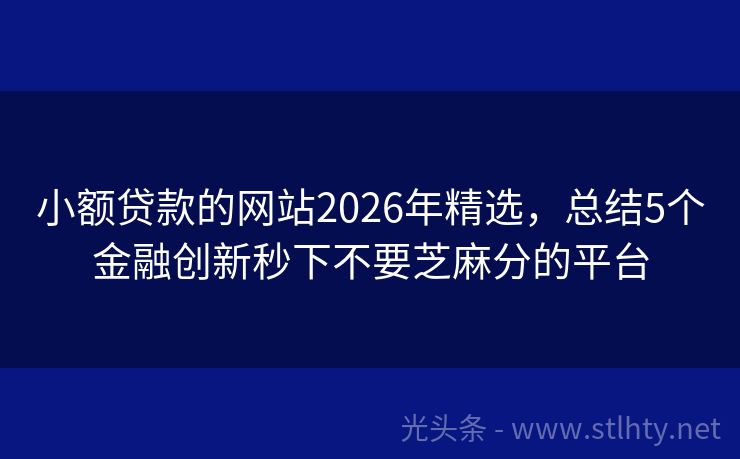 小额贷款的网站2026年精选,总结5个金融创新秒下不要芝麻分的平台