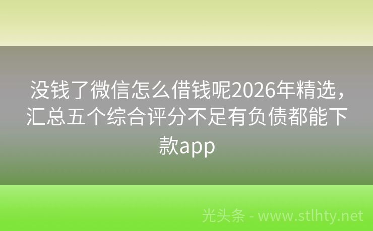 没钱了微信怎么借钱呢2026年精选,汇总五个综合评分不足有负债都能下款app