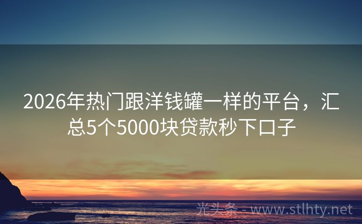 2026年热门跟洋钱罐一样的平台,汇总5个5000块贷款秒下口子