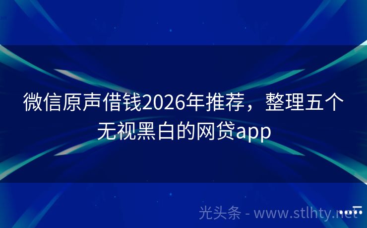 微信原声借钱2026年推荐,整理五个无视黑白的网贷app