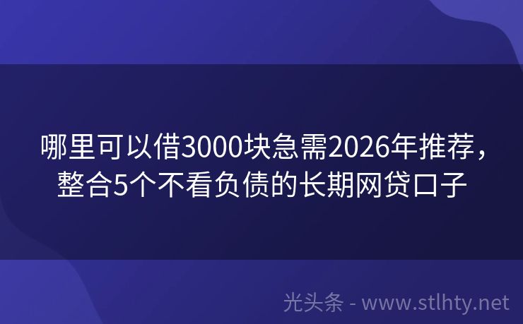 哪里可以借3000块急需2026年推荐,整合5个不看负债的长期网贷口子