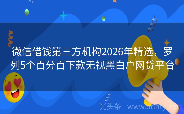 微信借钱第三方机构2026年精选,罗列5个百分百下款无视黑白户网贷平台