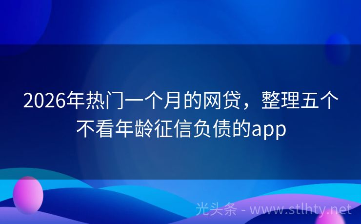2026年热门一个月的网贷,整理五个不看年龄征信负债的app