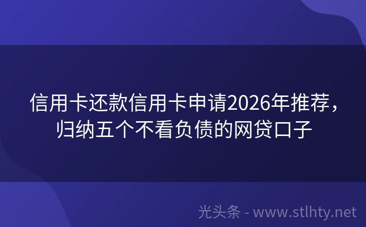 信用卡还款信用卡申请2026年推荐,归纳五个不看负债的网贷口子