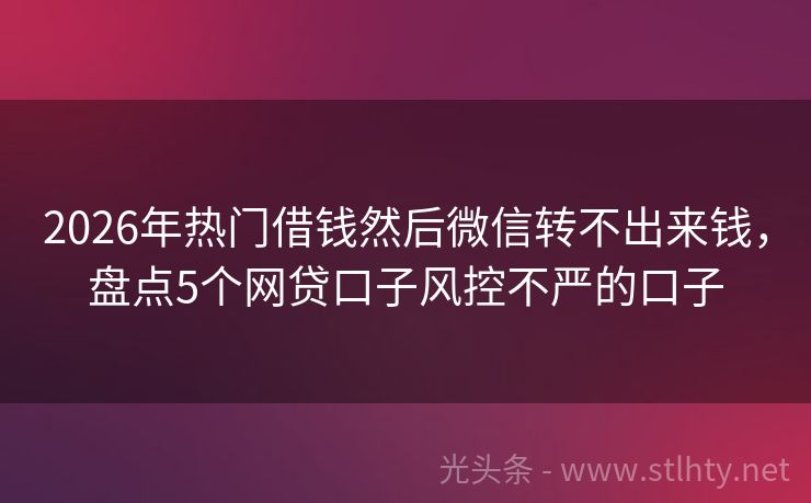 2026年热门借钱然后微信转不出来钱,盘点5个网贷口子风控不严的口子