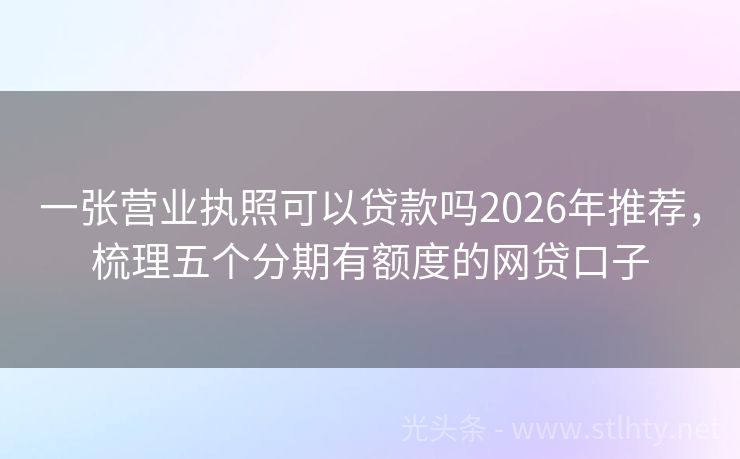 一张营业执照可以贷款吗2026年推荐,梳理五个分期有额度的网贷口子