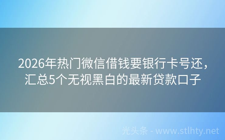 2026年热门微信借钱要银行卡号还,汇总5个无视黑白的最新贷款口子