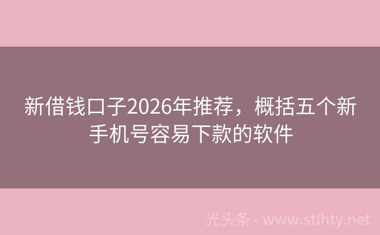 新借钱口子2026年推荐,概括五个新手机号容易下款的软件