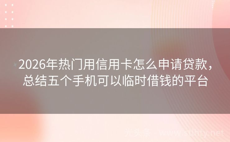 2026年热门用信用卡怎么申请贷款,总结五个手机可以临时借钱的平台