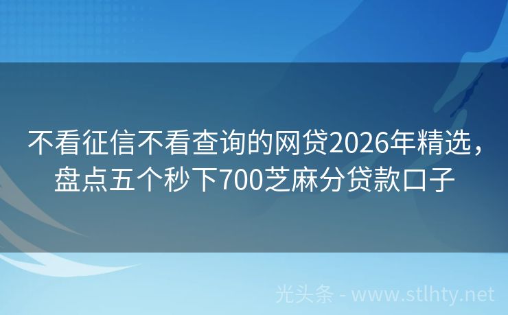 不看征信不看查询的网贷2026年精选,盘点五个秒下700芝麻分贷款口子