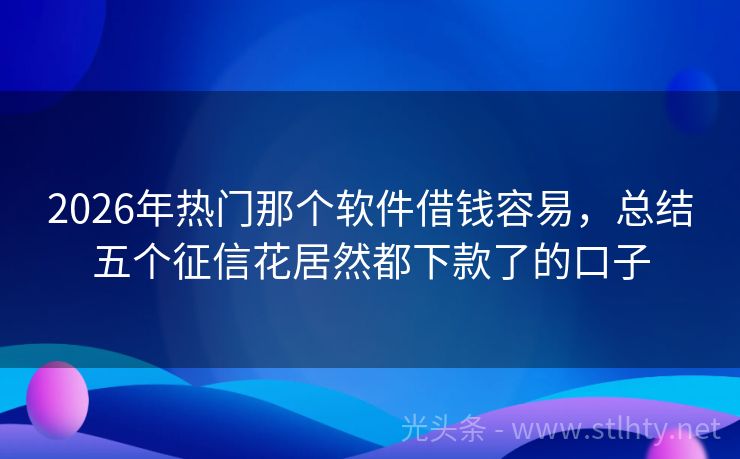 2026年热门那个软件借钱容易,总结五个征信花居然都下款了的口子