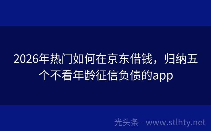 2026年热门如何在京东借钱,归纳五个不看年龄征信负债的app
