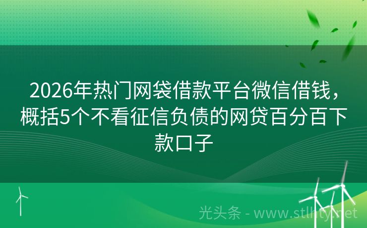 2026年热门网袋借款平台微信借钱,概括5个不看征信负债的网贷百分百下款口子