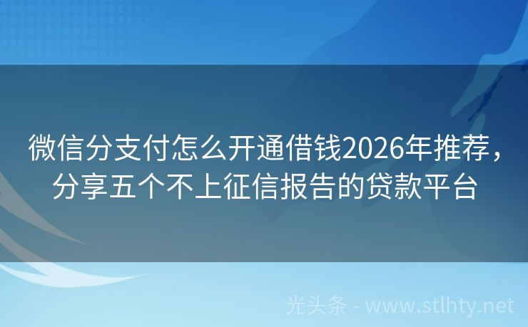 微信分支付怎么开通借钱2026年推荐,分享五个不上征信报告的贷款平台