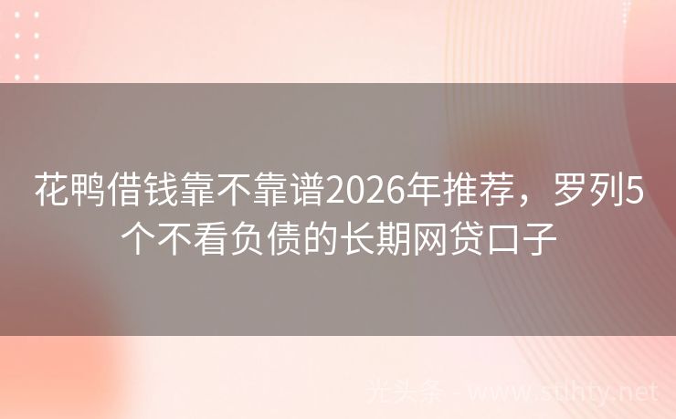 花鸭借钱靠不靠谱2026年推荐,罗列5个不看负债的长期网贷口子