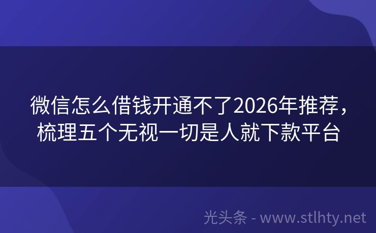 微信怎么借钱开通不了2026年推荐,梳理五个无视一切是人就下款平台