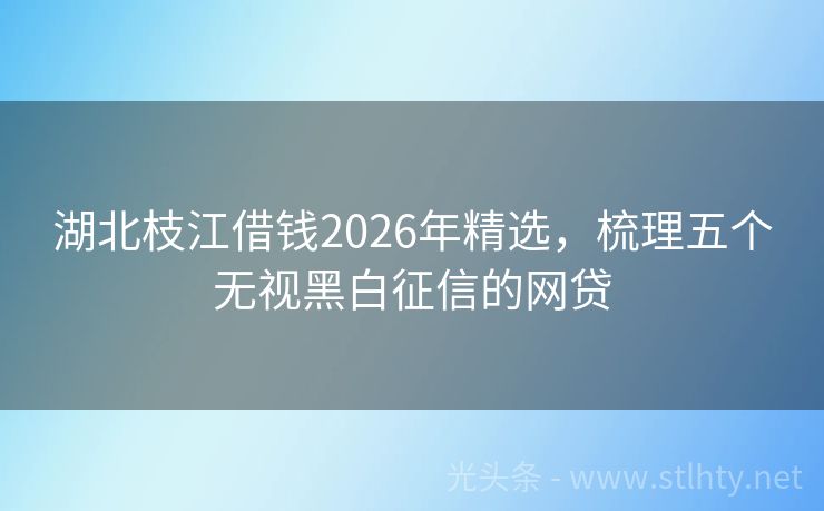 湖北枝江借钱2026年精选,梳理五个无视黑白征信的网贷