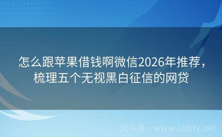 怎么跟苹果借钱啊微信2026年推荐,梳理五个无视黑白征信的网贷