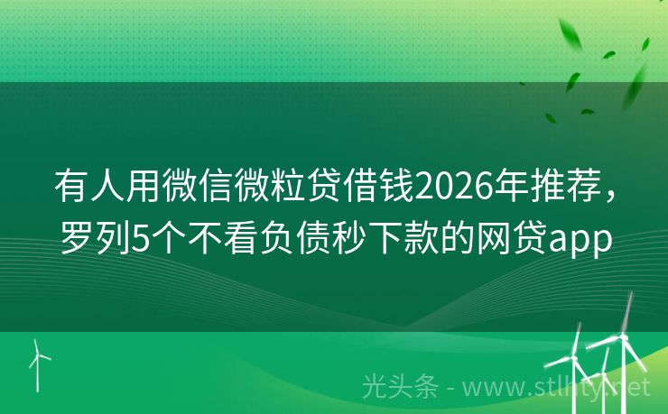 有人用微信微粒贷借钱2026年推荐,罗列5个不看负债秒下款的网贷app