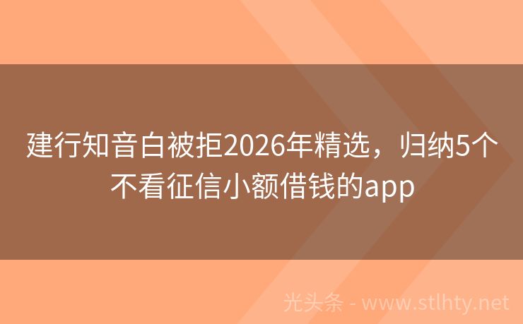 建行知音白被拒2026年精选,归纳5个不看征信小额借钱的app