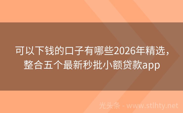 可以下钱的口子有哪些2026年精选,整合五个最新秒批小额贷款app
