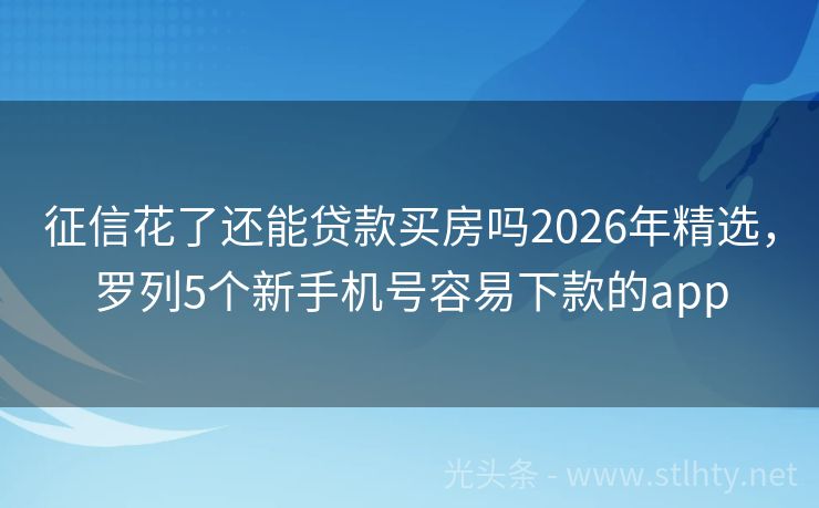 征信花了还能贷款买房吗2026年精选,罗列5个新手机号容易下款的app