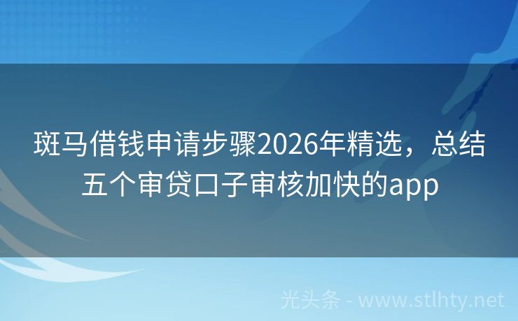 斑马借钱申请步骤2026年精选,总结五个审贷口子审核加快的app