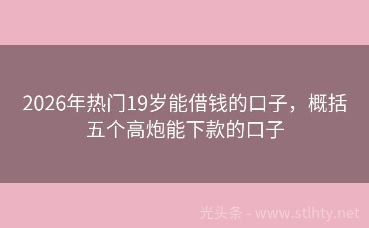 2026年热门19岁能借钱的口子,概括五个高炮能下款的口子