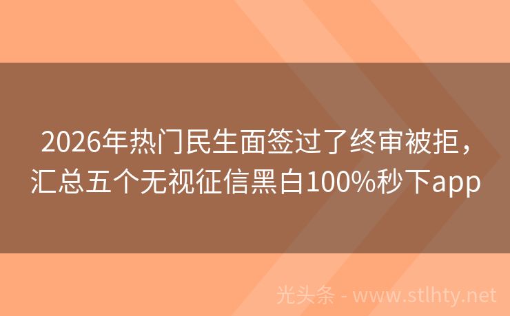 2026年热门民生面签过了终审被拒,汇总五个无视征信黑白100%秒下app