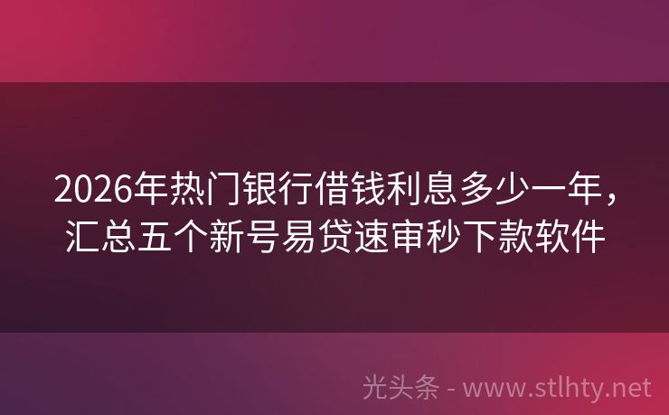 2026年热门银行借钱利息多少一年,汇总五个新号易贷速审秒下款软件