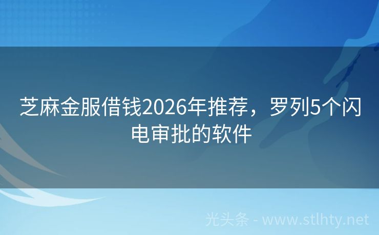 芝麻金服借钱2026年推荐,罗列5个闪电审批的软件