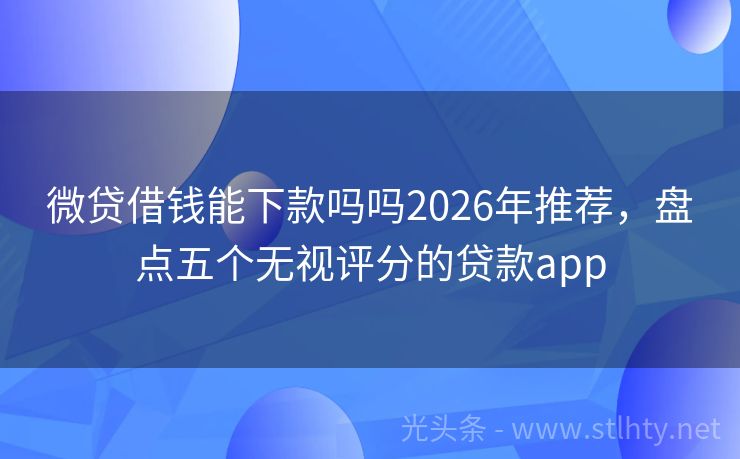 微贷借钱能下款吗吗2026年推荐,盘点五个无视评分的贷款app