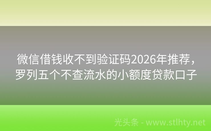 微信借钱收不到验证码2026年推荐,罗列五个不查流水的小额度贷款口子