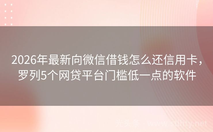 2026年最新向微信借钱怎么还信用卡,罗列5个网贷平台门槛低一点的软件