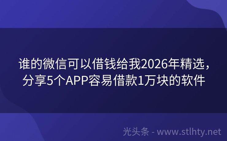 谁的微信可以借钱给我2026年精选,分享5个APP容易借款1万块的软件