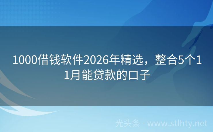 1000借钱软件2026年精选,整合5个11月能贷款的口子