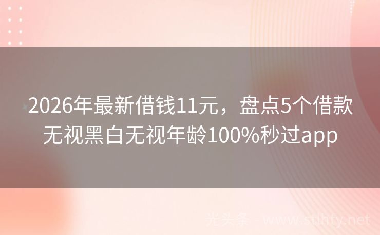 2026年最新借钱11元,盘点5个借款无视黑白无视年龄100%秒过app