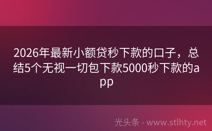 2026年最新小额贷秒下款的口子,总结5个无视一切包下款5000秒下款的app