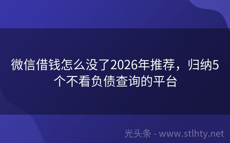 微信借钱怎么没了2026年推荐,归纳5个不看负债查询的平台