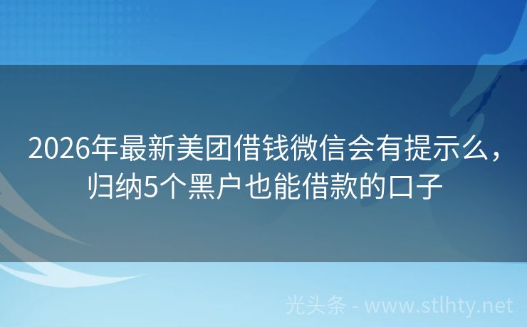2026年最新美团借钱微信会有提示么,归纳5个黑户也能借款的口子