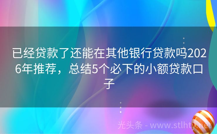 已经贷款了还能在其他银行贷款吗2026年推荐,总结5个必下的小额贷款口子