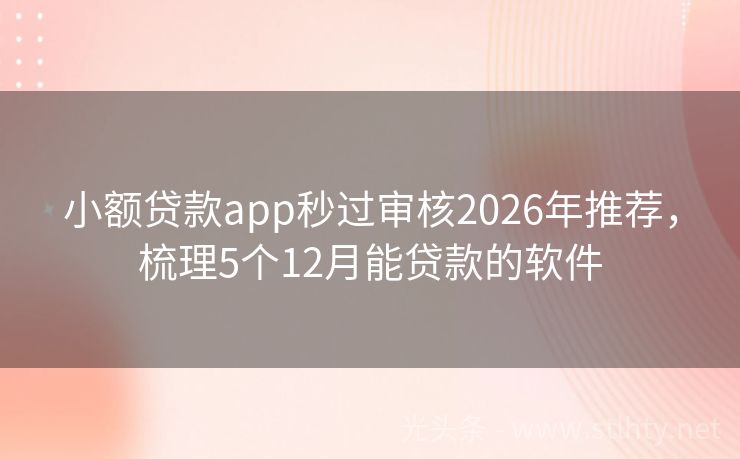 小额贷款app秒过审核2026年推荐,梳理5个12月能贷款的软件