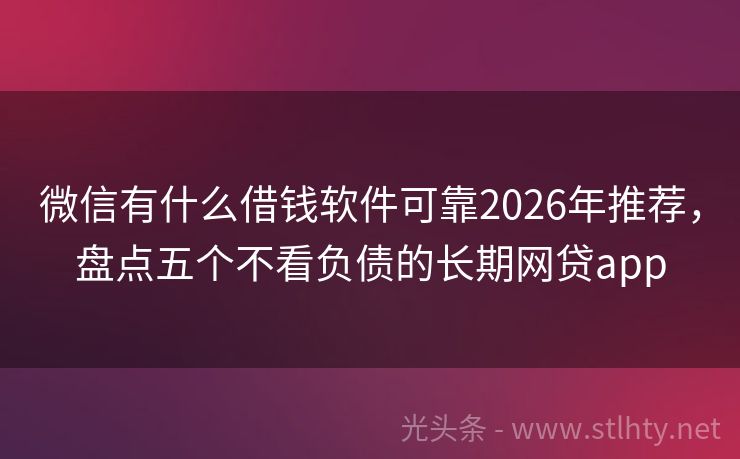 微信有什么借钱软件可靠2026年推荐,盘点五个不看负债的长期网贷app