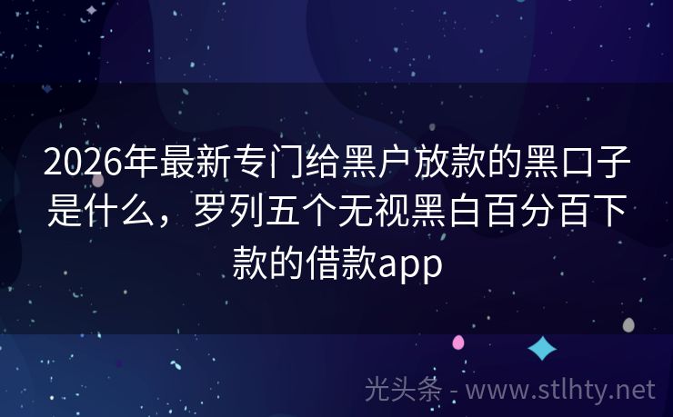 2026年最新专门给黑户放款的黑口子是什么,罗列五个无视黑白百分百下款的借款app
