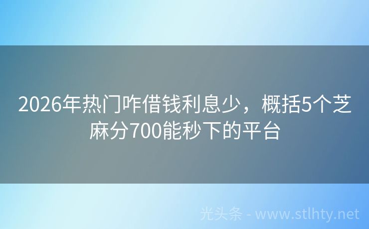 2026年热门咋借钱利息少,概括5个芝麻分700能秒下的平台