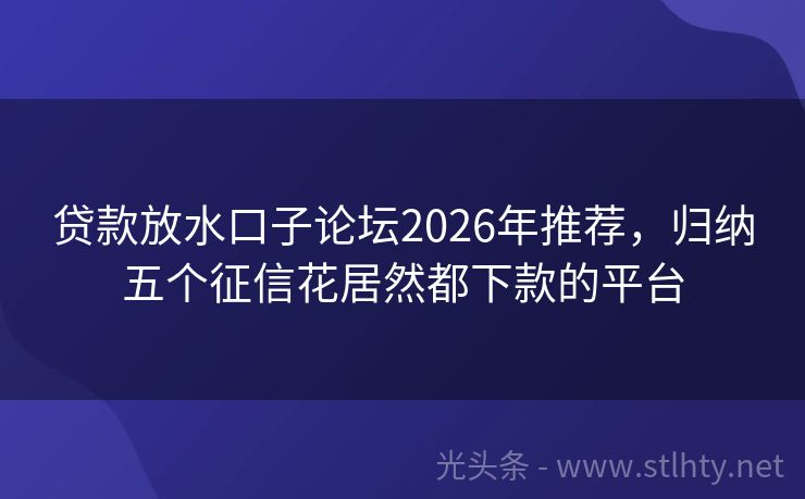 贷款放水口子论坛2026年推荐,归纳五个征信花居然都下款的平台
