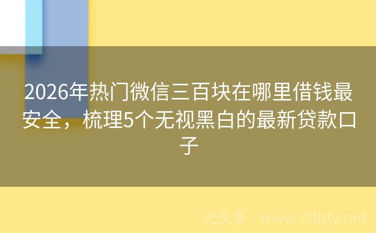 2026年热门微信三百块在哪里借钱最安全,梳理5个无视黑白的最新贷款口子