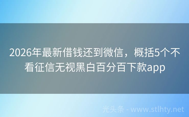 2026年最新借钱还到微信,概括5个不看征信无视黑白百分百下款app