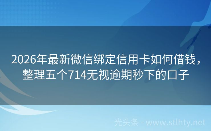 2026年最新微信绑定信用卡如何借钱,整理五个714无视逾期秒下的口子