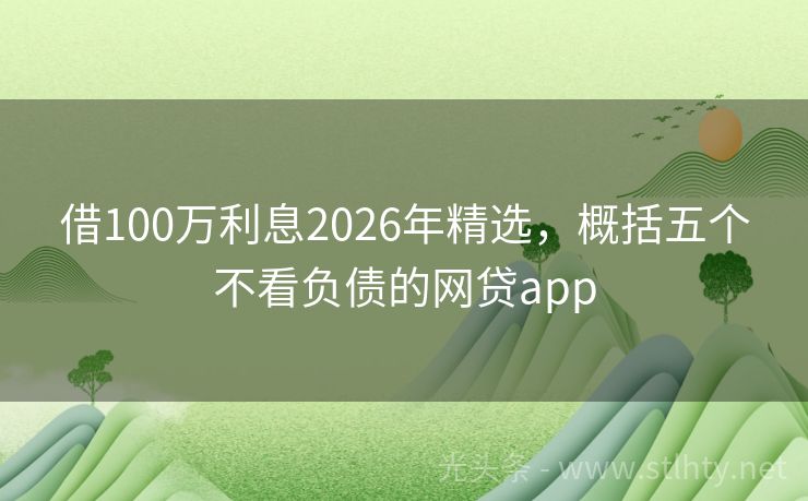 借100万利息2026年精选,概括五个不看负债的网贷app